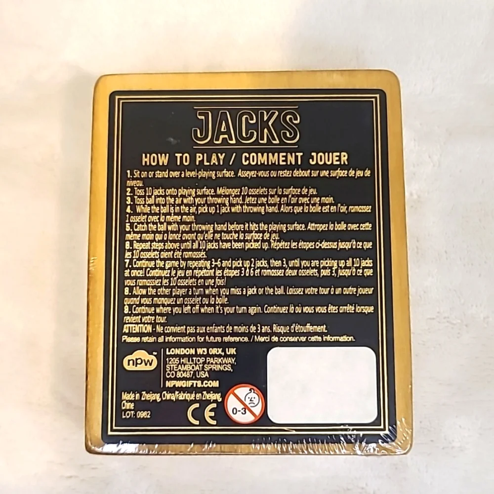 Classic Fun Jacks Game in a Nostalgic Retro Keepsake Wooden Travel Box - NIB/NWT